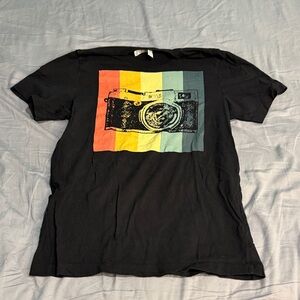 Bella Canvas Black Tee with Retro Camera Design